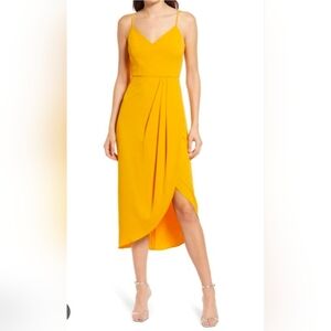 LULUSReinette V-neck Midi Dress In Marigold Size Small NEW D131